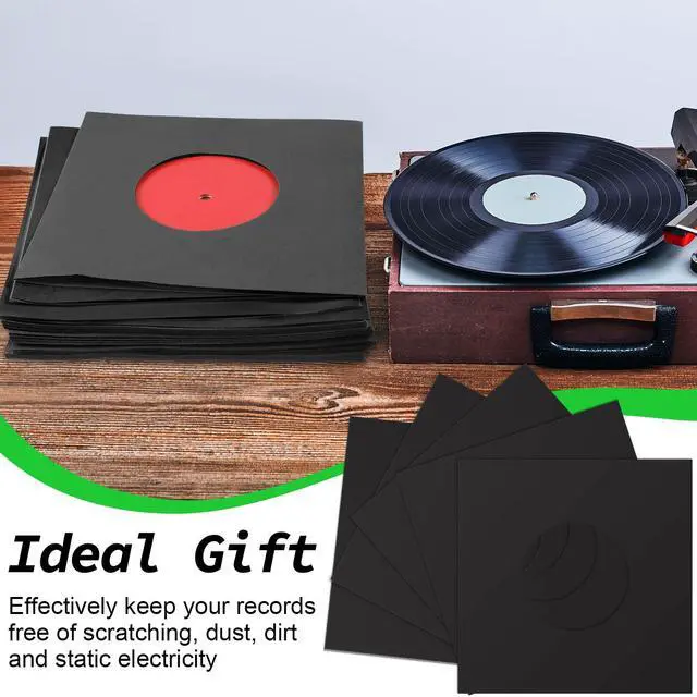 Alt view image 5 of 5 - Eaasty 100 Pieces Paper Vinyl 45 RPM Record Sleeves 7 Inch Record Protection Paper Covers for Singles Square Sleeves Outer Album Covers Vinyl Jacket Covers with Holes for Storage(Black)