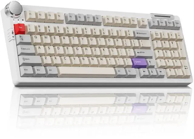 Main image of ZORNHER ZH980 Pro Wireless Mechanical Keyboard with Metal Knob,95% Gaming Keyboard with Number,Creamy Keyboard with Number Pad,Hot Swappable Cream Switches,QMK/VIA Support for Win/Mac, Retro White