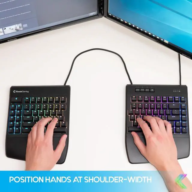 Alt view image 4 of 5 - KINESIS Freestyle Edge RGB Plus Split Mechanical Keyboard | Hotswap Linear Switches | RGB | Ergonomic | Detachable Palm Support | Fully Programmable | Mac Keycaps Included | Lift Kit Included
