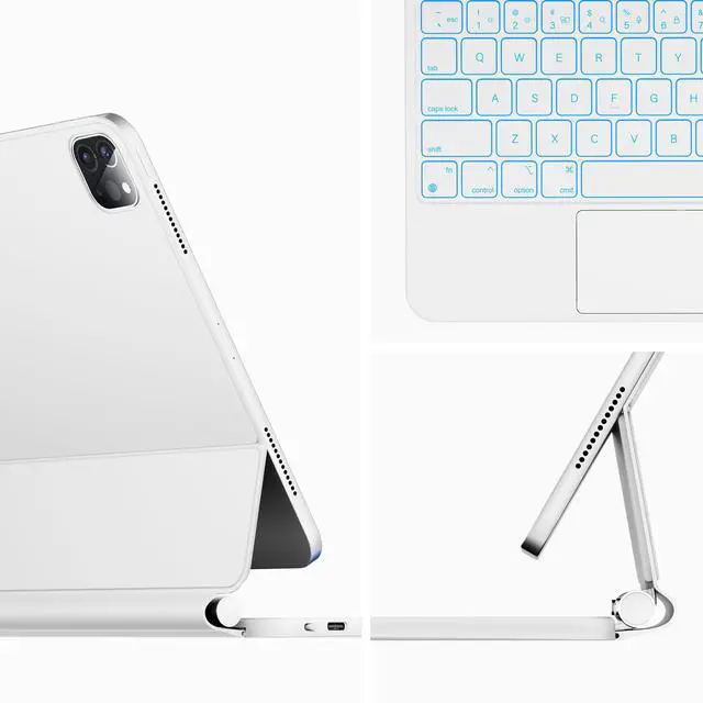 Alt view image 3 of 5 - Keyboard Case for iPad Air 11 inch 2024 (M2),iPad Air 5th/4th Gen and iPad Pro 11 inch (4th/3rd/2nd/1st Gen) Case with Keyboard,Magic-Stand,Multi-Touch Trackpad,7-Color Backlit, Auto Sleep/Wake,White
