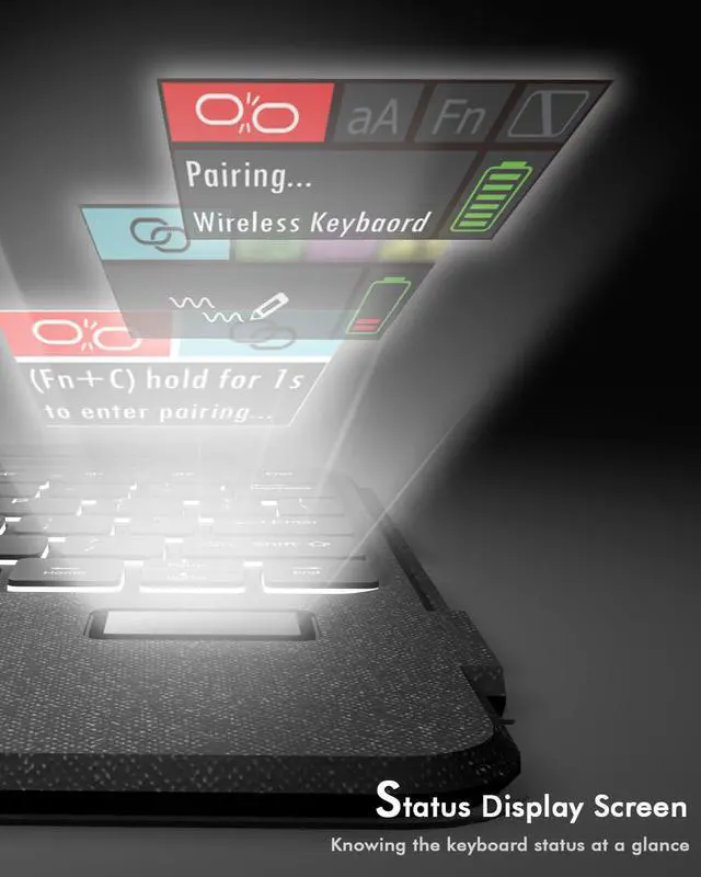 Alt view image 2 of 5 - Doohoeek Keyboard Folio w/Status Screen for Samsung Galaxy Tab S10 Lite 10.9" 2025 / S10 FE / S9 FE / S9, Bluetooth Keyboard with Trackpad & Backlit & Kickstand for S10 Lite 10.9 inch Keyboard Cover