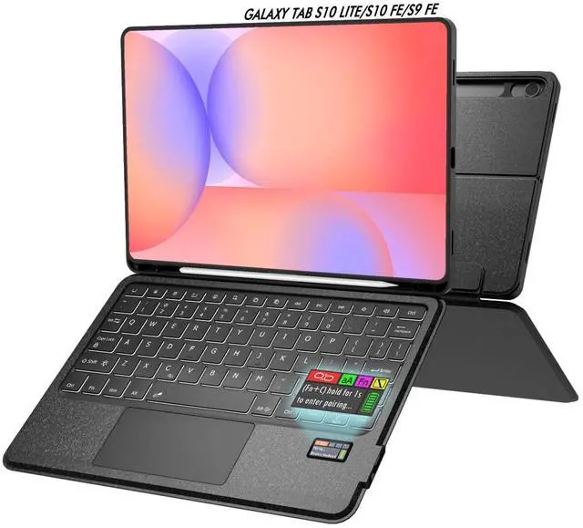 Main image of Doohoeek Keyboard Folio w/Status Screen for Samsung Galaxy Tab S10 Lite 10.9" 2025 / S10 FE / S9 FE / S9, Bluetooth Keyboard with Trackpad & Backlit & Kickstand for S10 Lite 10.9 inch Keyboard Cover
