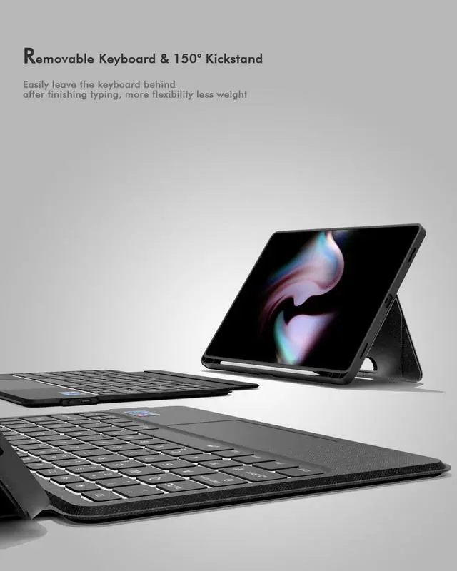 Alt view image 5 of 5 - Doohoeek Keyboard Folio w/Status Screen for Samsung Galaxy Tab S10 Lite 10.9" 2025 / S10 FE / S9 FE / S9, Bluetooth Keyboard with Trackpad & Backlit & Kickstand for S10 Lite 10.9 inch Keyboard Cover
