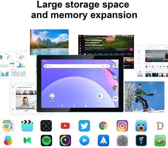 Alt view image 2 of 5 - Android 15 Tablet,10 inch Tablets, 8GB RAM+32GB ROM/2TB Expandable, 2 in 1 Tablets with Keyboard Case, 1280x800 IPS Display Screen, 5G Wi-Fi6, Dual Camera, 6000mAh Battery BT5 Widevine L1 (Green)