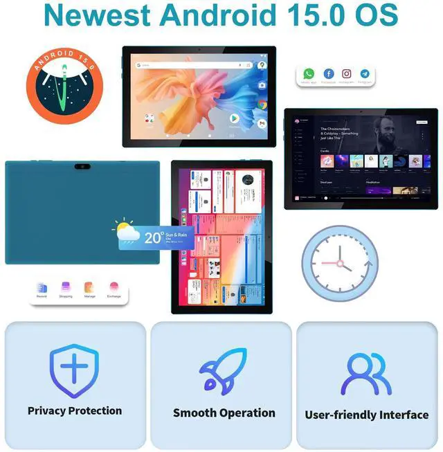 Alt view image 5 of 5 - Android 15 Tablet,10 inch Tablets, 8GB RAM+32GB ROM/2TB Expandable, 2 in 1 Tablets with Keyboard Case, 1280x800 IPS Display Screen, 5G Wi-Fi6, Dual Camera, 6000mAh Battery BT5 Widevine L1 (Green)