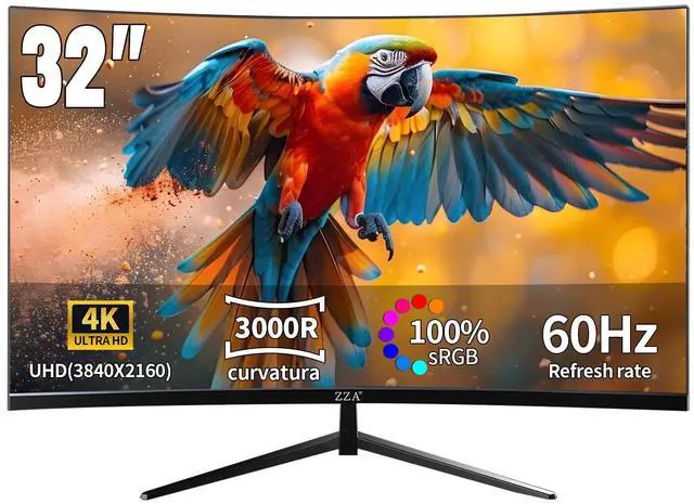 Main image of ZZA 32" 4K 60Hz UltraWide 3000R Curved 4K UHD Monitor - Immersive Gaming Experience with Refresh Rate, VA Panel, and Adptsync Premium | HDR10 | 100% sRGB | 3840x2160