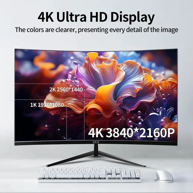 Alt view image 2 of 5 - ZZA 32" 4K 60Hz UltraWide 3000R Curved 4K UHD Monitor - Immersive Gaming Experience with Refresh Rate, VA Panel, and Adptsync Premium | HDR10 | 100% sRGB | 3840x2160