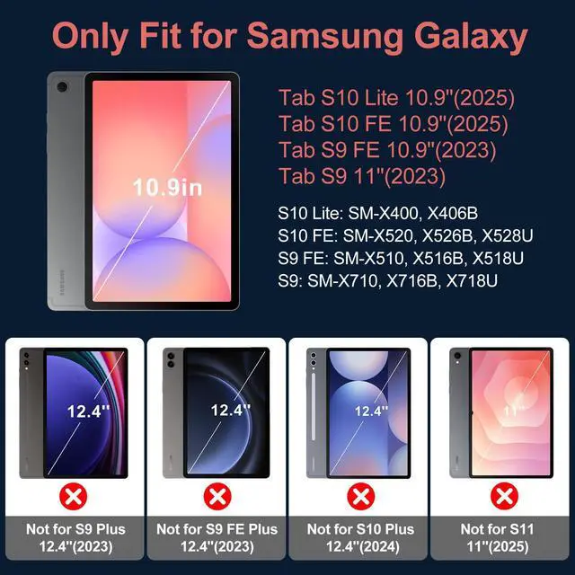 Alt view image 2 of 5 - BASE MALL Case for Samsung Galaxy Tab S10 Lite/ S10 FE/ S9 FE 5G/ S9 Tablet Case 10.9"/11", Shockproof Protective Cover with Screen Protector, Pen Holder, 360° Rotating Stand and Hand Strap, SkyBlue