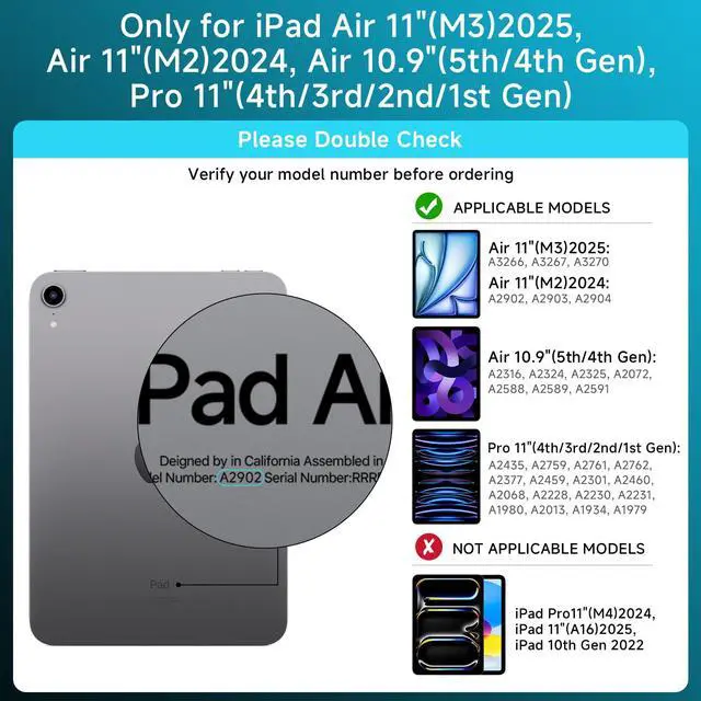 Alt view image 2 of 5 - Tiaota Transparent Case with Keyboard iPad Air (M3/M2,2025/2024) 11 Inch,Compatible 10.9" iPad Air 5th/4th & 11" iPad Pro 4/3/2/1,7-Color Backlit,Wireless Keyboard, 360°Rotating,with trackpad,Blue