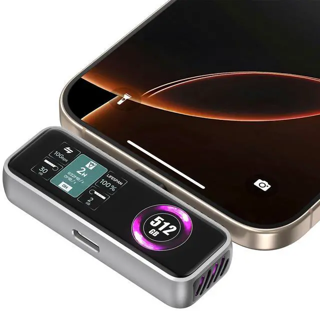 Main image of ZIKE Z791C Magnetic Portable SSD 512 GB, External SSD Built-in Fan, 4K 120fps ProRes Video Recording, USB3.2 Gen2 up to 990MB/s, Supports PD3.0 Port 27W Charging Compatible with iPhone 17/16/15