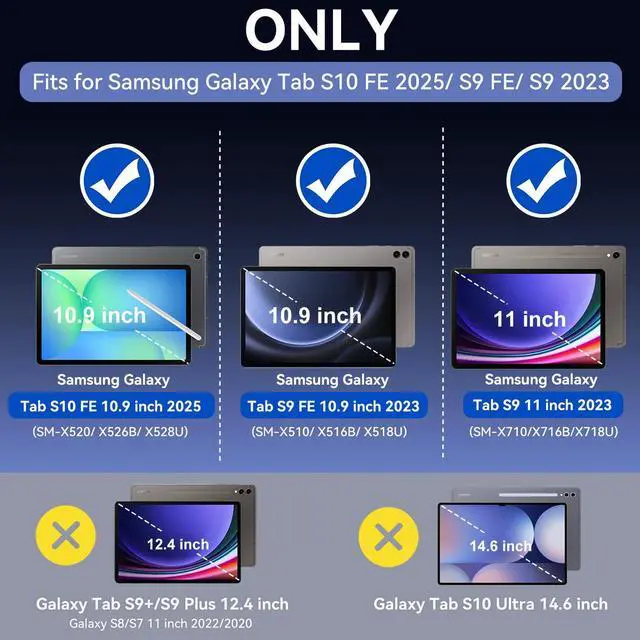 Alt view image 2 of 5 - Cantis Case for Samsung Galaxy Tab S10 FE/ S9 FE 5G 10.9 Inch/Galaxy Tab S9 11 Inch 2023, Heavy Duty Shockproof Tablet Case Support S Pen, Black+Orange+Black