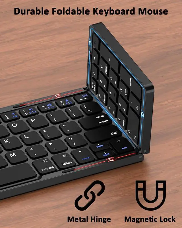 Alt view image 4 of 5 - Foldable Keyboard and Mouse, Folding Wireless Keyboard Mouse Combo with Portable Case, Rechargeable 2.4G Wireless+Bluetooth Multi-Device Combo for Windows, iOS, Android, macOS PC/Laptop/Tablet