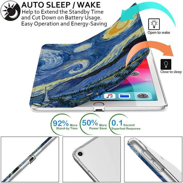 Alt view image 3 of 5 - DuraSafe Cases for iPad 6th Gen 2018 5th Gen 2017 9.7 Inch [iPad 5th 6th ] A1893 A1954 A1822 A1823 MP252LL/A MPGA2LL/A MRM52LL/A MR702LL/A MR6Y2LL/A Printed PC Clear Back Cover - Starry Night