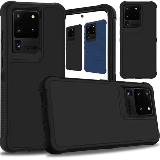 Main image of DuraSafe Cases for Samsung Galaxy S20 Ultra 6.9" 2020 SM-G988B/DS Shock Absorbing Rugged Protective Cover with Bumpup Corners - Black(Without Holster)