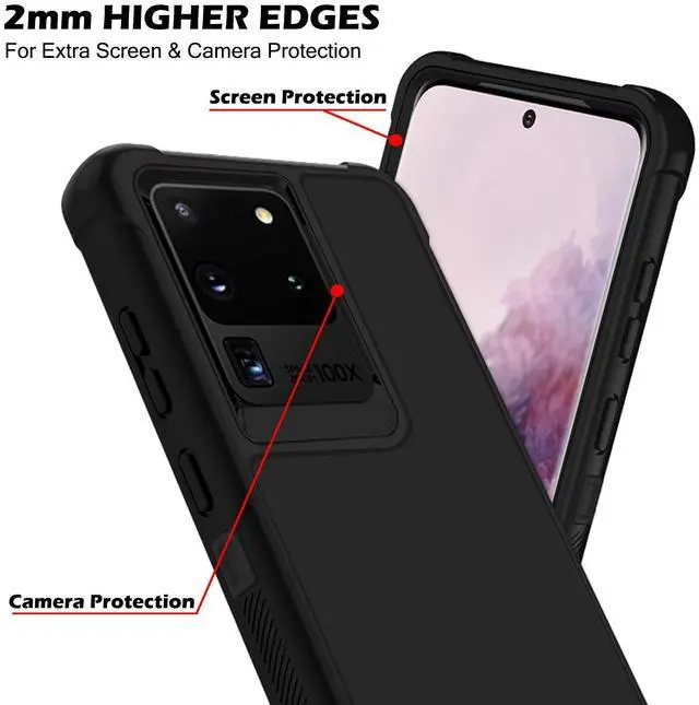 Alt view image 2 of 4 - DuraSafe Cases for Samsung Galaxy S20 Ultra 6.9" 2020 SM-G988B/DS Shock Absorbing Rugged Protective Cover with Bumpup Corners - Black(Without Holster)