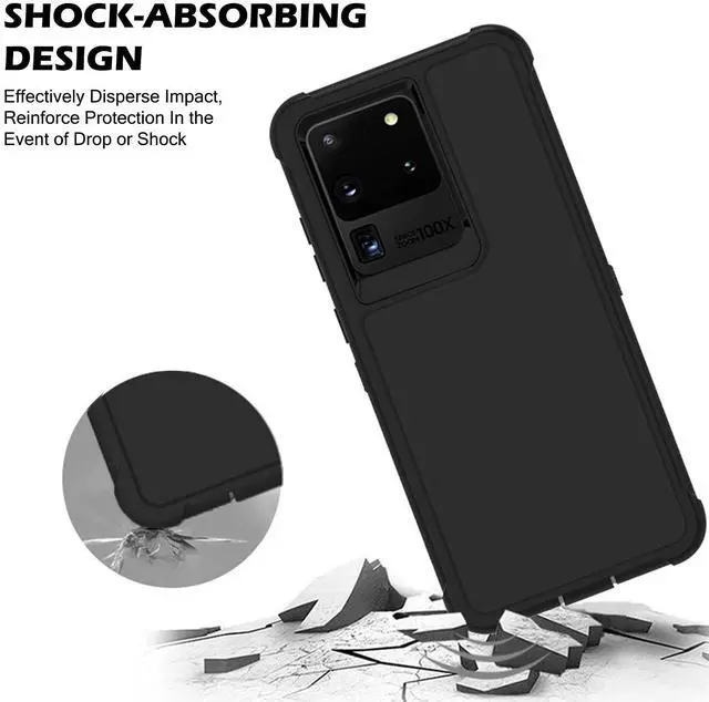 Alt view image 3 of 4 - DuraSafe Cases for Samsung Galaxy S20 Ultra 6.9" 2020 SM-G988B/DS Shock Absorbing Rugged Protective Cover with Bumpup Corners - Black(Without Holster)