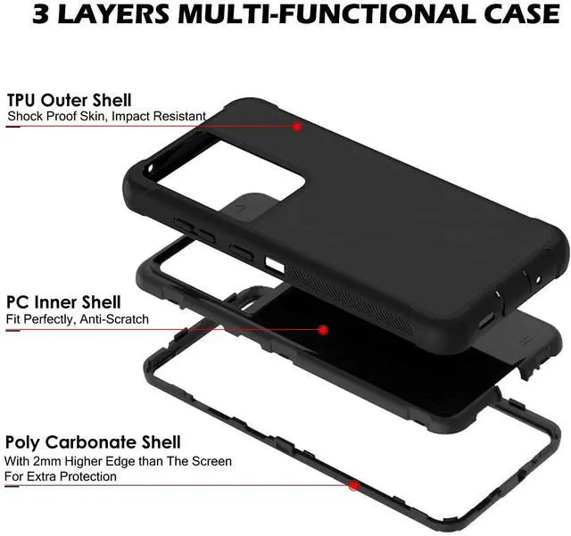 Alt view image 4 of 4 - DuraSafe Cases for Samsung Galaxy S20 Ultra 6.9" 2020 SM-G988B/DS Shock Absorbing Rugged Protective Cover with Bumpup Corners - Black(Without Holster)