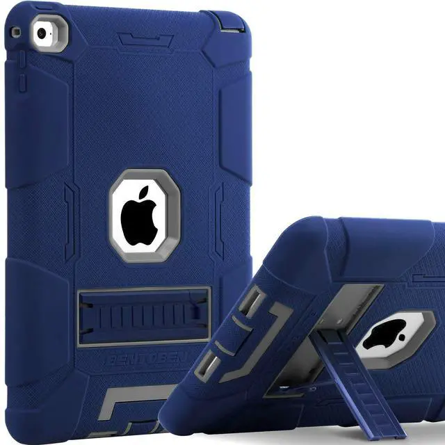 Main image of BENTOBEN Case for iPad Air 2, Navy Blue/Gray, Shockproof, Protective, Rugged, Triple-Layer, Drop Proof, Non-Toxic, Durable, Port Cover, Easy Kickstand