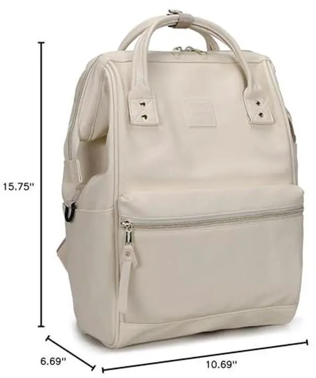 Alt view image 3 of 5 - Kah&Kee Leather Backpack for Women and Men 15-inch Laptop Bag | Teacher Professional, Diaper Bag Backpack, Ideal for Work, School, Nurse, College & Travel (Ivory II, Medium)