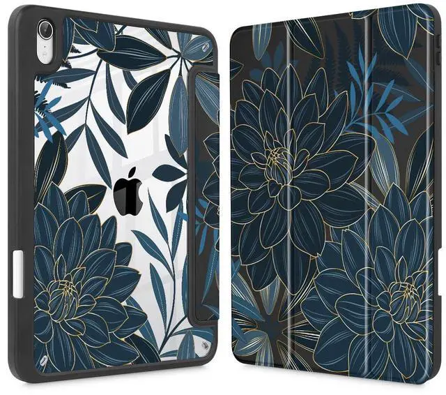 Main image of Tuiklol Clear Case for iPad mini 7 (A17 Pro 7th Generation) 2024 / iPad mini 6 (6th Generation) 2021 8.3 Inch,Built-in Pencil Holder Slim Transparent Back Shell Cover Auto Wake/Sleep, Black Flower