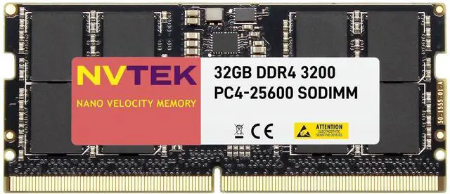 Main image of NVTEK 32GB (1X32GB) DDR4 3200MHZ PC4-25600 SODIMM 2Rx8 1.2V CL22 260-PIN Non-ECC Laptop PC Computer Memory