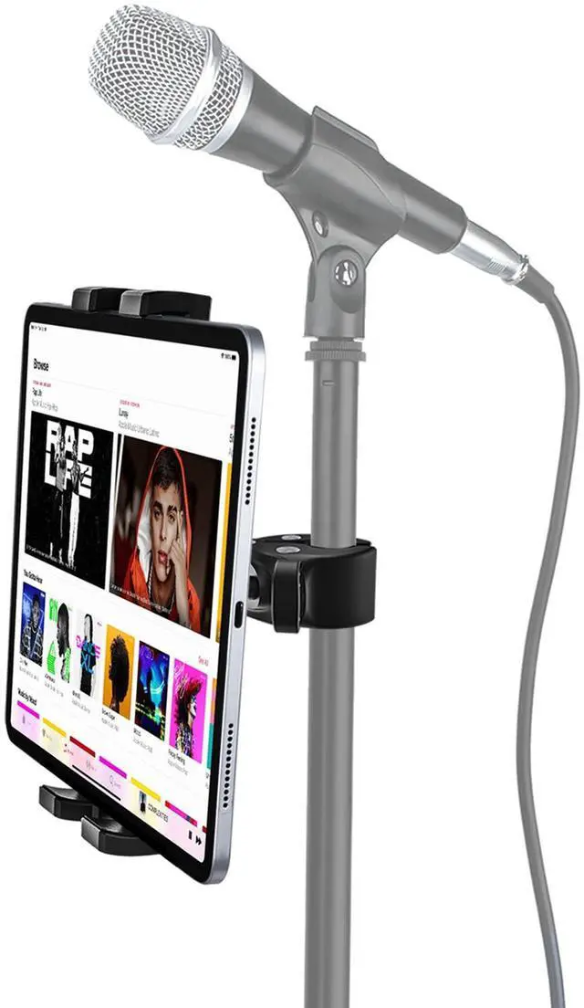 Main image of woleyi Tablet Mic Stand Holder, Microphone Music Tablet Mount with Ultra Stable C-Clamp, Compatible with iPad Pro/Air/Mini, Galaxy Tabs/Z Fold, Fire HD, iPhone, More 4.7-13" Cell Phones and Tablets