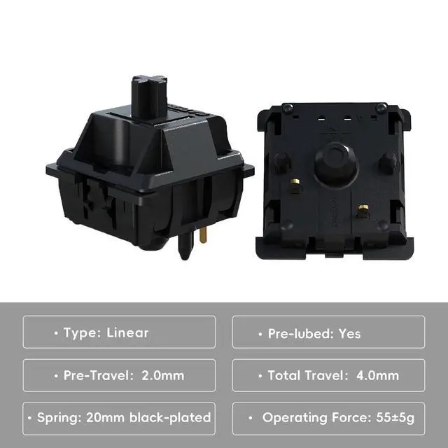 Alt view image 2 of 5 - Gateron Oil King V2 Pre Lubed 5pin Linear Switches for Mechanical Keyboard (90PCS, Oil King)