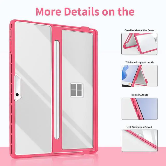 Alt view image 5 of 5 - SSS·GRGB Case Updated Version fit Microsoft Surface Pro 11/10 /9/8 13-Inch, All-in-one Rugged Case Compatible with Type Cover Keyboards, Transparent&Red