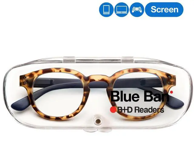 Alt view image 3 of 5 - B + D Reading glasses - Brand Blue Ban Readers - Material Frame and temple: PC - Temples with flex - Blue Light filter lenses - Tortoise Color - +3.00