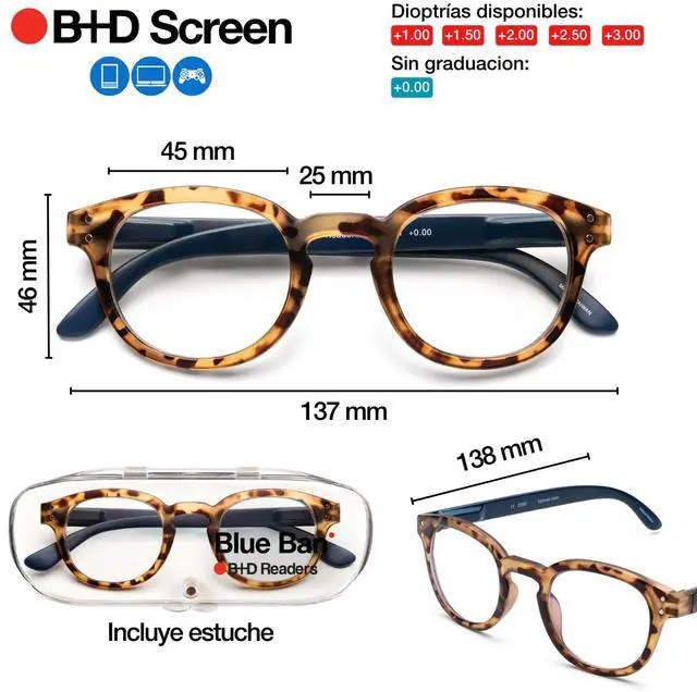 Alt view image 4 of 5 - B + D Reading glasses - Brand Blue Ban Readers - Material Frame and temple: PC - Temples with flex - Blue Light filter lenses - Tortoise Color - +3.00