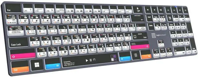 Alt view image 3 of 5 - Logickeyboard Wireless Backlit 'Titan' Film-Maker Keyboard  Combo-Designed for Both Adobe Premiere Pro & After Effects on Windows  p/n LKB-AEPP-TPC-US