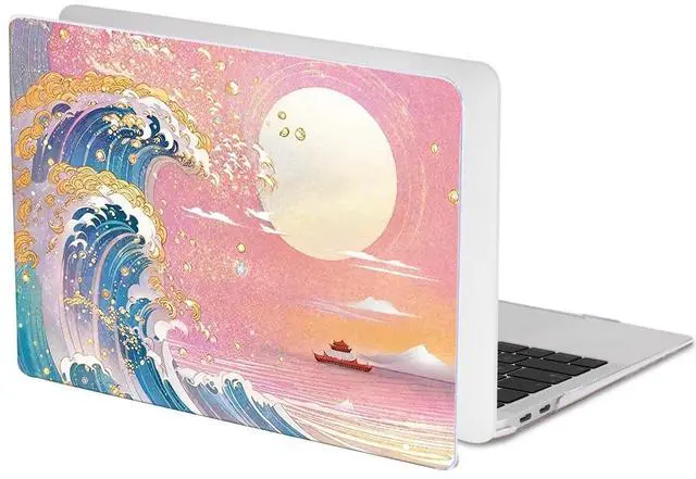 Alt view image 3 of 5 - LCMOCICO for MacBook Pro 13-inch Case 2022 2021 2020-2016 Release M2 M1 Chip A2338 A2251 A2289 A2159 A1989 A1706, Pattern Plastic Hard Shell Keyboard Cover Screen Film Webcam Cover, Sunset Glow Waves