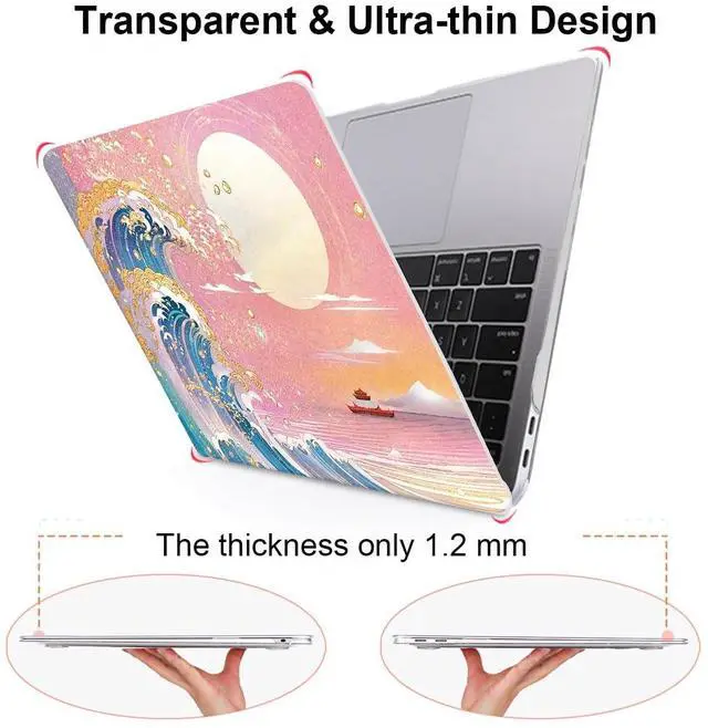 Alt view image 5 of 5 - LCMOCICO for MacBook Pro 13-inch Case 2022 2021 2020-2016 Release M2 M1 Chip A2338 A2251 A2289 A2159 A1989 A1706, Pattern Plastic Hard Shell Keyboard Cover Screen Film Webcam Cover, Sunset Glow Waves