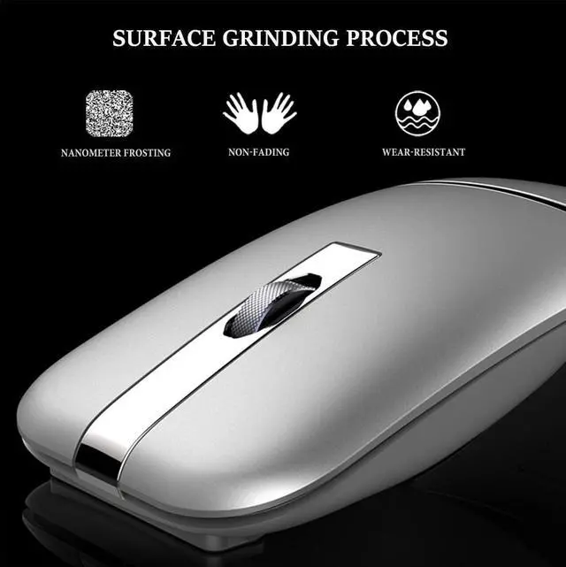 Alt view image 5 of 5 - Bluetooth Wireless Arc Travel Mouse, Dual Model (2.4G+BT5.1) Rotating Foldable Mouse for Microsoft, Rechargeable Slim Portable Mice for Laptop, Notebook, PC, MacBook, Chromebook - Silver