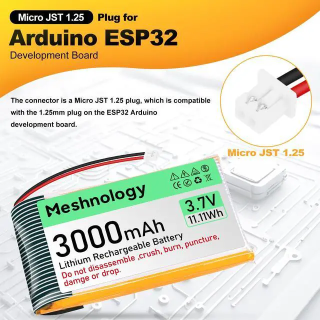 Alt view image 4 of 5 - 2 Pack ESP32 LoRa V3 Module Board with 3000mAh Battery Set - with 915MHz Antenna and SX1262 LoRa V3 Case Devices for Meshtastic Arduino LoRawan IOT