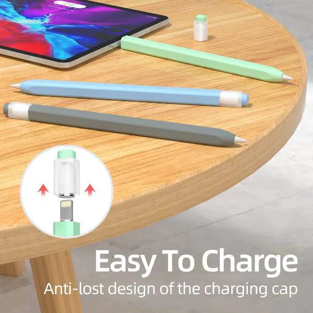 Alt view image 4 of 5 - JOOSKO 3 Pack Pencil Case Compatible with Apple Pencil 1st Generation, Non-Slip Silicone Case, [with 10 Silicone Tip Cover] for Apple Pencil 1st Generation (Sky Blue, Gray, Mint)