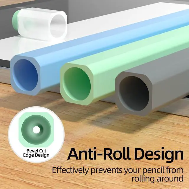 Alt view image 5 of 5 - JOOSKO 3 Pack Pencil Case Compatible with Apple Pencil 1st Generation, Non-Slip Silicone Case, [with 10 Silicone Tip Cover] for Apple Pencil 1st Generation (Sky Blue, Gray, Mint)