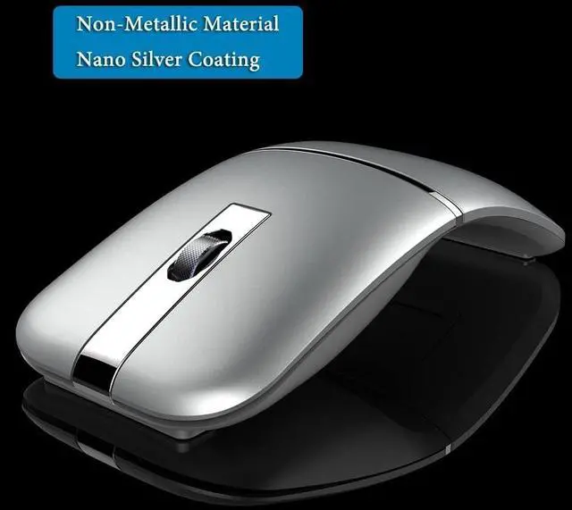 Alt view image 2 of 5 - Bluetooth Wireless Arc Travel Mouse, Dual Model (2.4G+BT5.1) Rotating Foldable Mouse for Microsoft, Rechargeable Slim Portable Mice for Laptop, Notebook, PC, MacBook, Chromebook - Silver