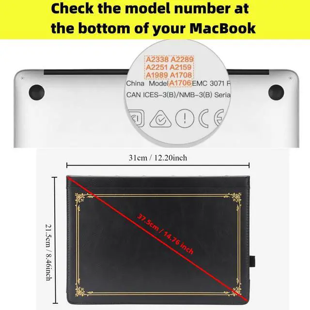 Alt view image 2 of 5 - TYTX Compatible with MacBook Pro Case 13 Inch, PU Leather MacBook Case fits for Model M2, 2024, 2023, 2022-2016 A2338 M1 A2251 A2289 A2159 A1989 A1708 A1706, Laptop Cover with Pen Holder, Black