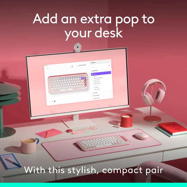 Alt view image 2 of 5 - Logitech POP ICON Wireless Bluetooth Keyboard and Mouse Combo - Rose