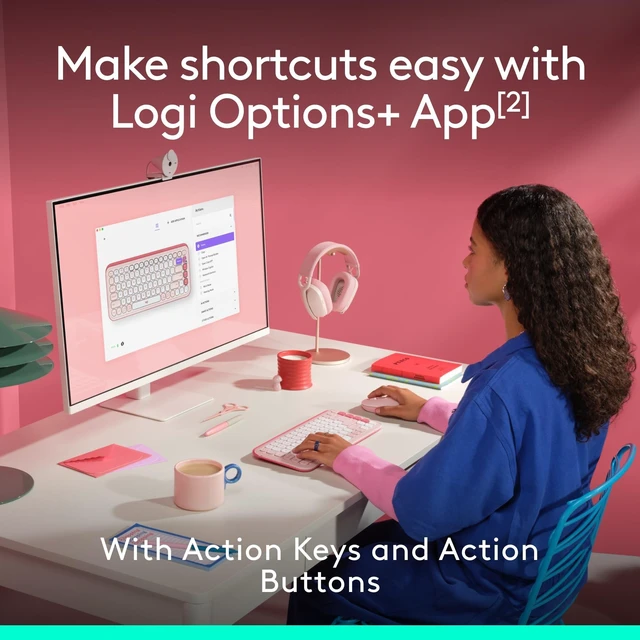 Alt view image 4 of 5 - Logitech POP ICON Wireless Bluetooth Keyboard and Mouse Combo - Rose