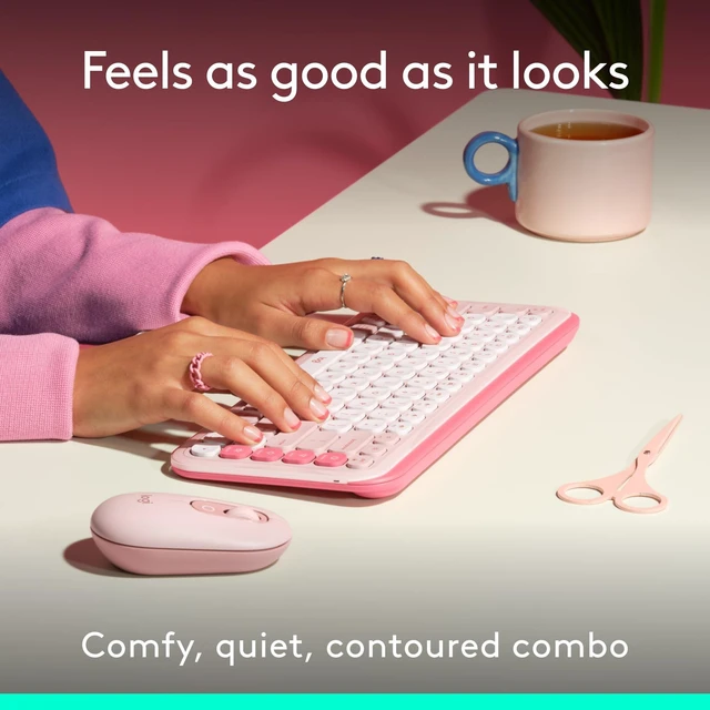 Alt view image 3 of 5 - Logitech POP ICON Wireless Bluetooth Keyboard and Mouse Combo - Rose