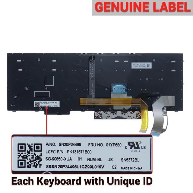 Alt view image 3 of 5 - LeFix Laptop Backlit Keyboard,Replacement Keyboard Compatible with Lenovo Thinkpad E580 E585 E590 E595^^T590 ^^L580 L590^^P52 P53 P53s P72 P73,01YP680,US Layout