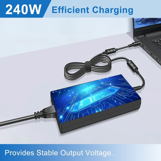 Alt view image 3 of 5 - 240W USB Tip Laptop Charger for MSI GE76 GE66 Raider GP76 GP66 Leopard GS77 MS-17K3 AC Power Adapter Supply 20V 12A
