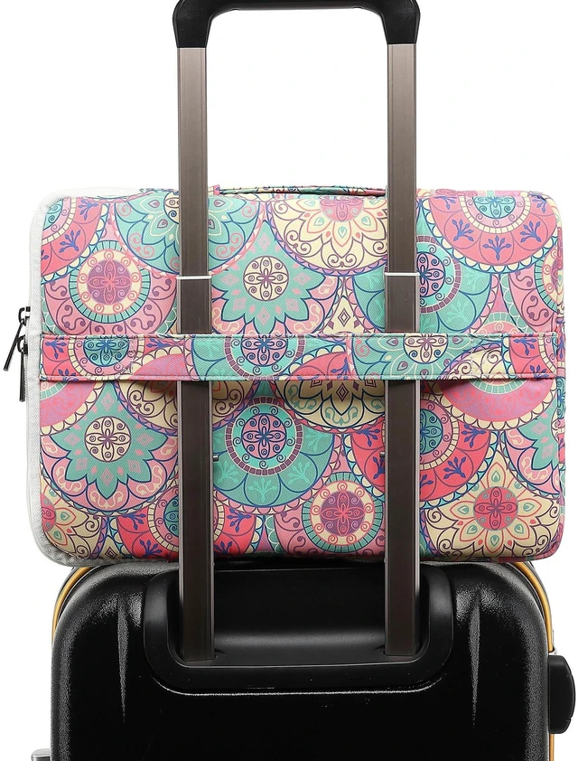 Alt view image 4 of 5 - SANFAN 360 Protective Laptop Sleeve Case Bag with 2 Pockets,Handle and Luggage Strap for iPad 12.9 inch,MacBook Pro Air 13" and 12.5 inch-13.3 inch Screen Laptop (Bandanna)