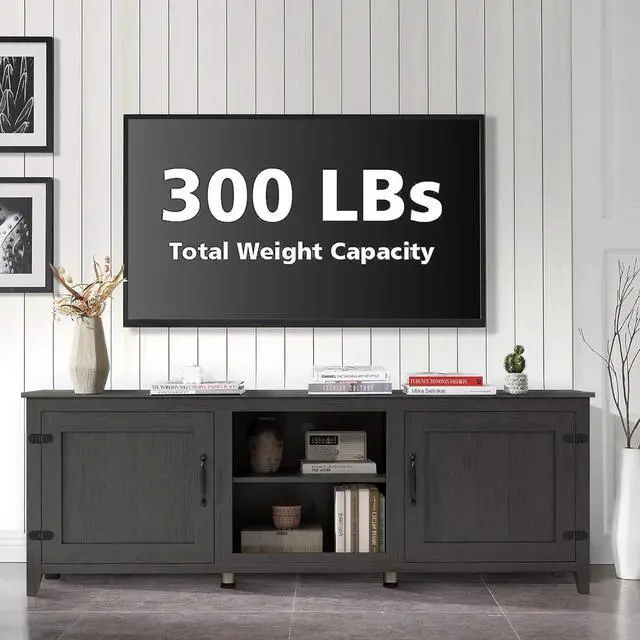 Main image of Wesome TV Stand Storage Media Console Entertainment Center,Tradition Black,with doors