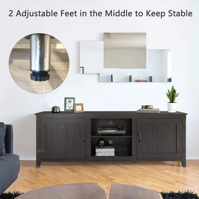 Alt view image 6 of 7 - Wesome TV Stand Storage Media Console Entertainment Center,Tradition Black,with doors