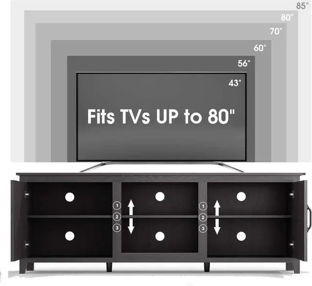Alt view image 7 of 7 - Wesome TV Stand Storage Media Console Entertainment Center,Tradition Black,with doors