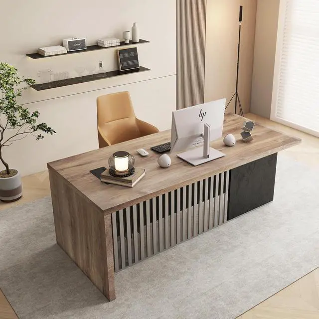 Main image of 63" Heavy-Duty Executive Office Desk, Modern PC Computer Workstation with Ultra-Thick 1.97" Desktop & Stainless Steel Frame, Large Business Study Writing Table for Home Office Right 70.87 in