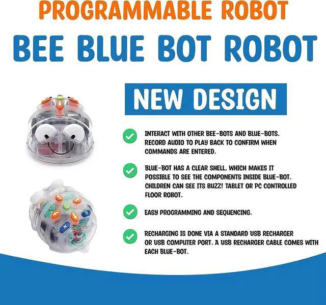 Alt view image 4 of 7 - TTS Blue-Bot Programmable Floor Robot - See & Say Version - STEM Classroom Hands On Coding, Teaching & Learning Robotics